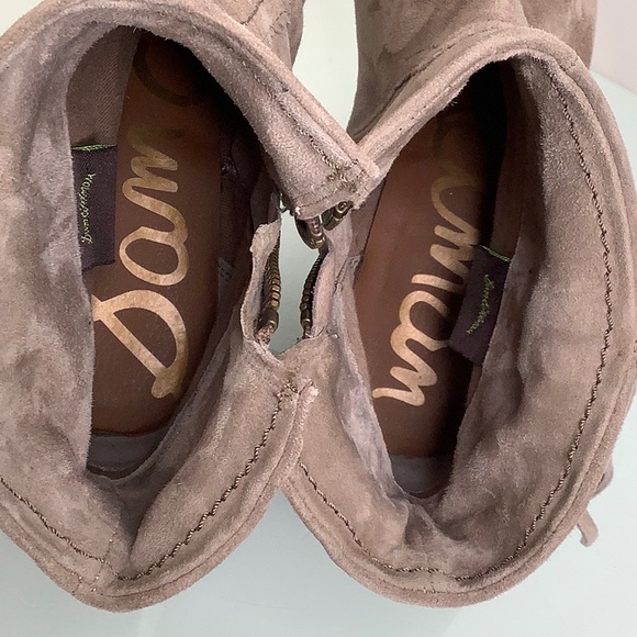 Sam Edelman light grey Suede Fringes Louie Ankle Boots booties size 8.5 EUC - Picture 12 of 16